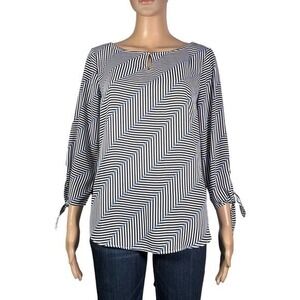 Talbots Striped Keyhole Neckline Tie Sleeve Top Size XS - "Kimberlyn"